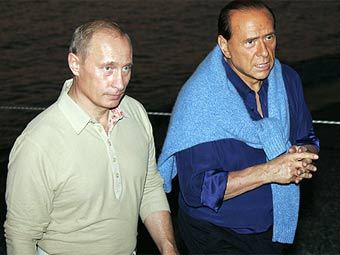 Владимир Путин и Сильвио Берлускони, фото пресс-службы президента России 