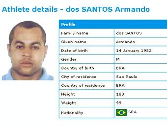 Армандо Душ Сантуш. Скриншот досье с официального сайта Олимпиады-2006 