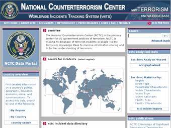 Скриншот поискового портала Национального антитеррористического центра США