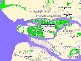Крестовский остров. Карта с сайта nakarte.ru