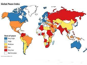 Схема с сайта Economist Intelligence Unit, где красным отмечtys самые агрессивные страны