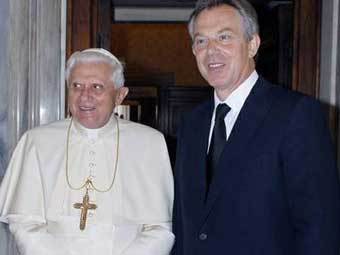 Папа Римский Бенедикт XVI и Тони Блэр, фото AFP