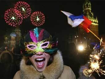 Встреча Нового года на Красной площади. Фото AFP